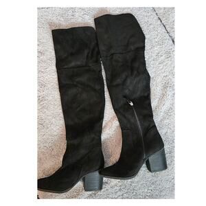 NEW BP Luke Over‎ The Knee Boots Block Heel Side Zip Casual Black Womens Size 8M